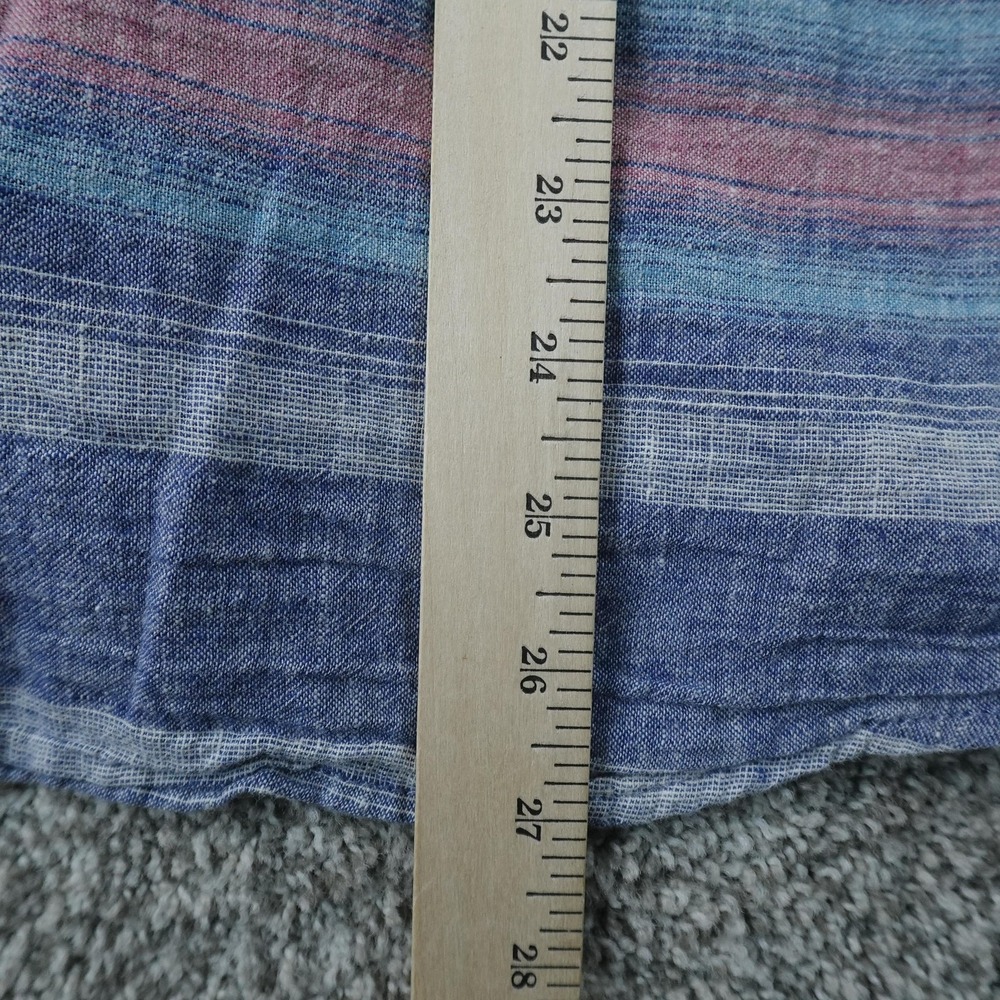 Hollister Shirt Mens M Blue Striped Linen Cotton Chambray Long Sleeve Button Up - Picture 7 of 9